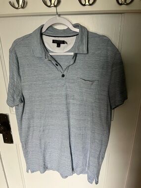 Banana Republic Men's Heather Light Blue Polo